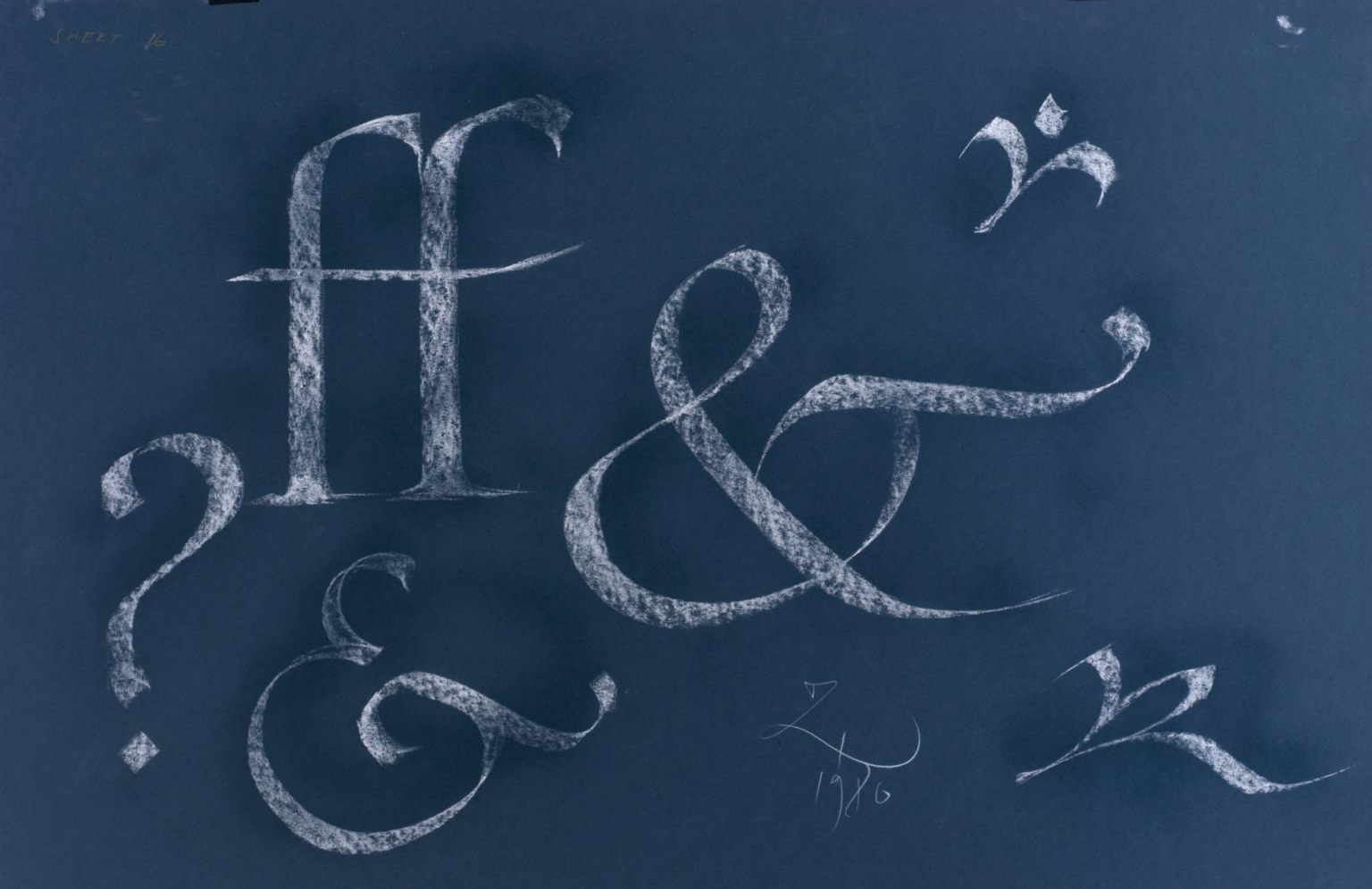 Calligraphic teaching sheet, lowercase letters