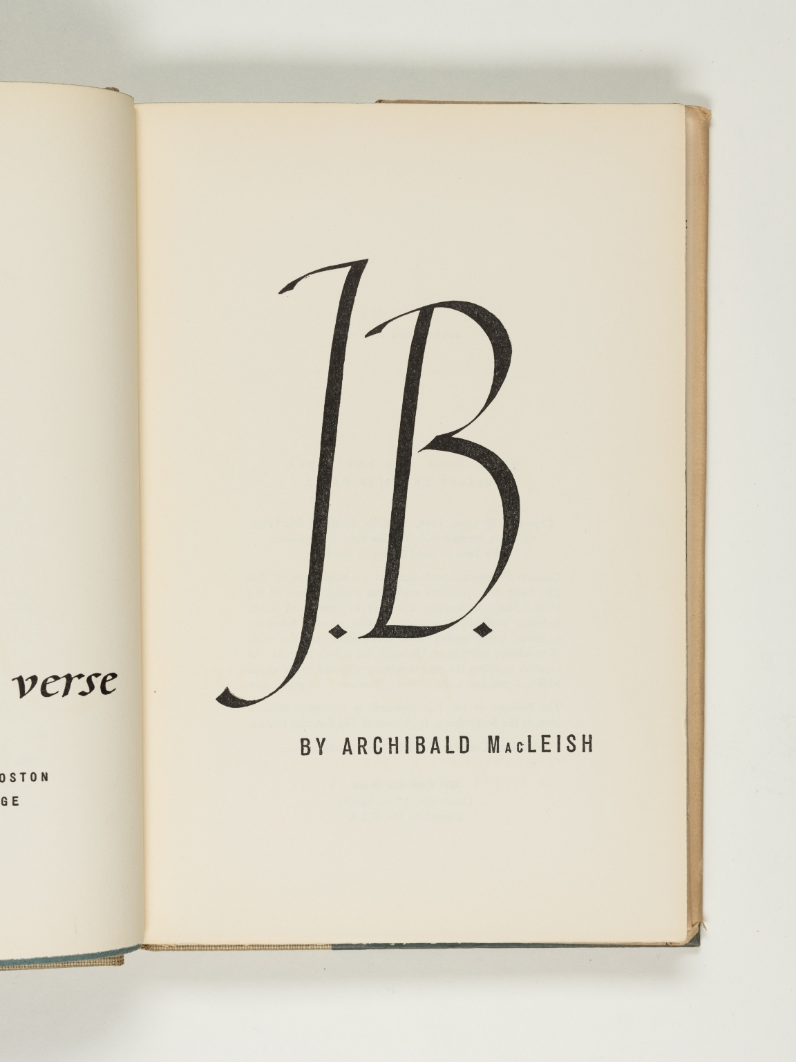 Title page "J. B.: A Play in Verse"