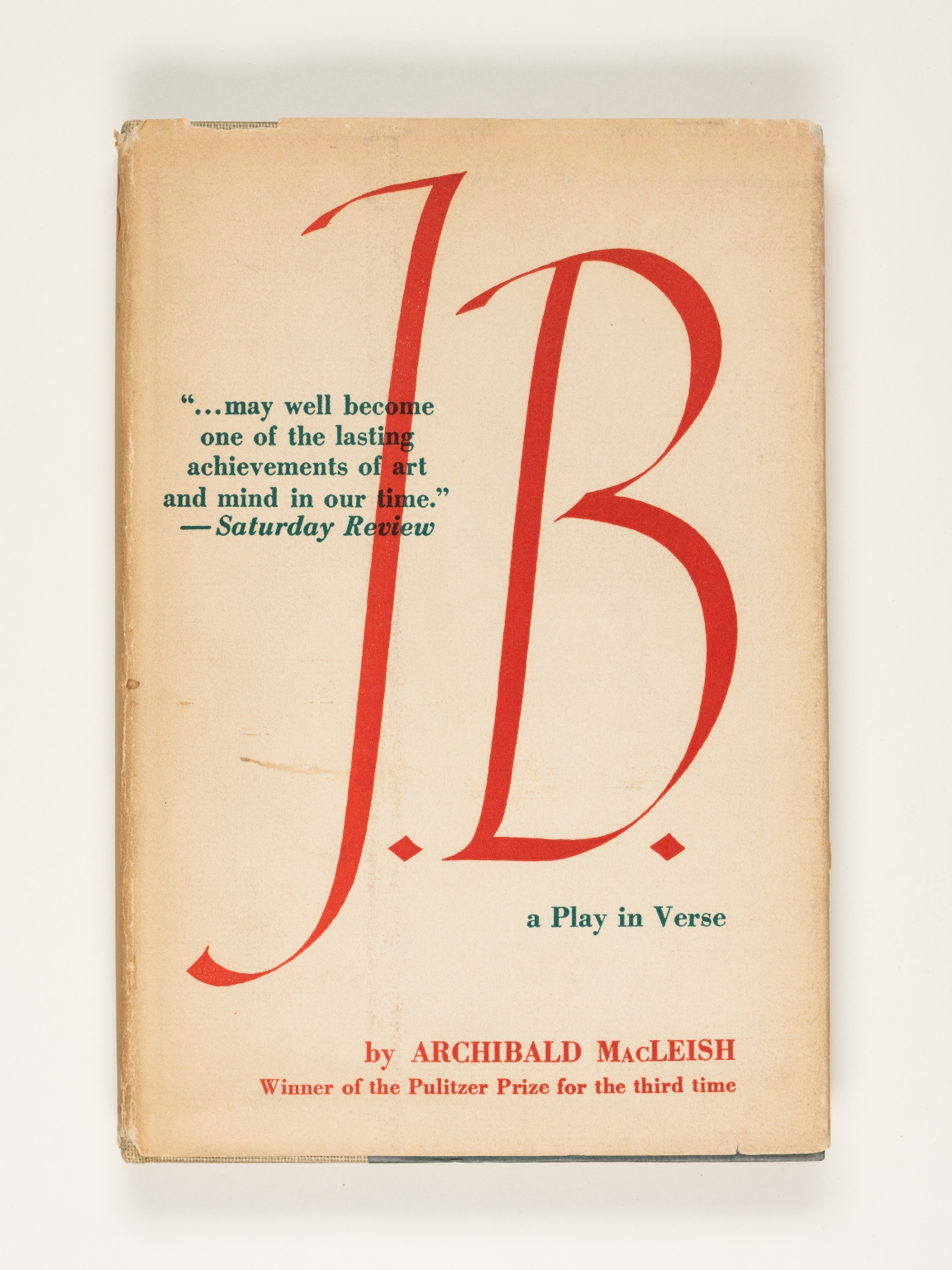 Book jacket "J. B.: A Play in Verse"