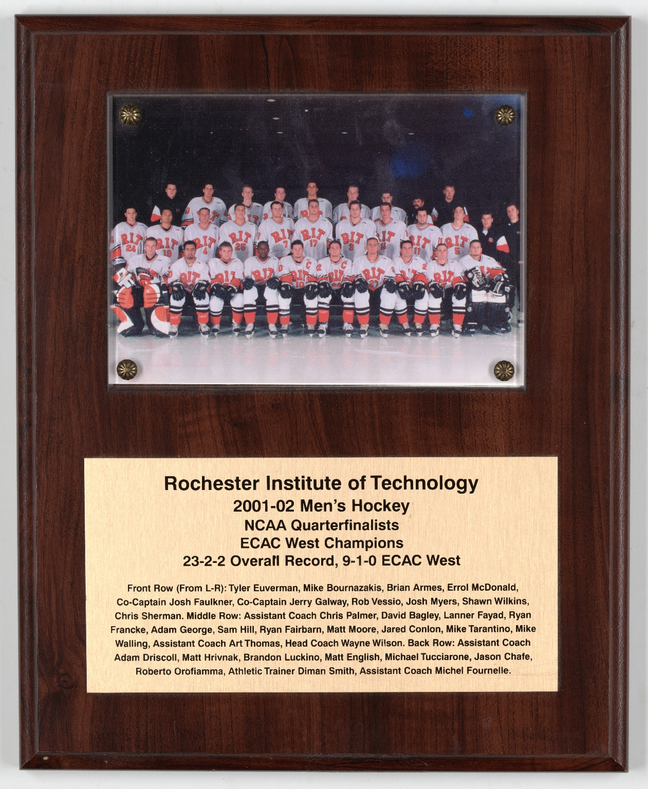 RIT 2001-02 Men's Hockey team plaque