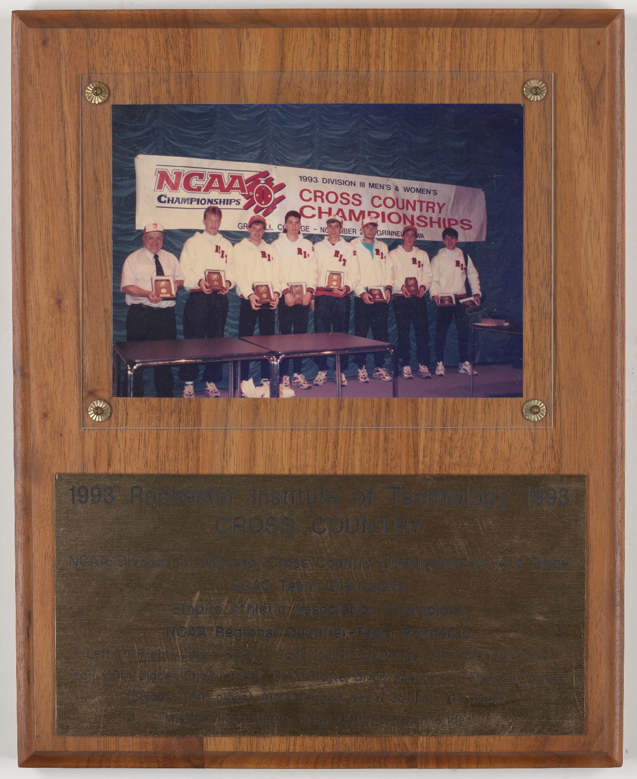 RIT 1993 Cross County team plaque