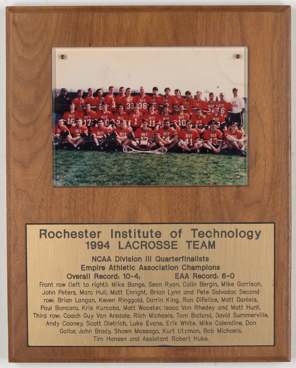 RIT 1994 Men's Lacrosse team plaque
