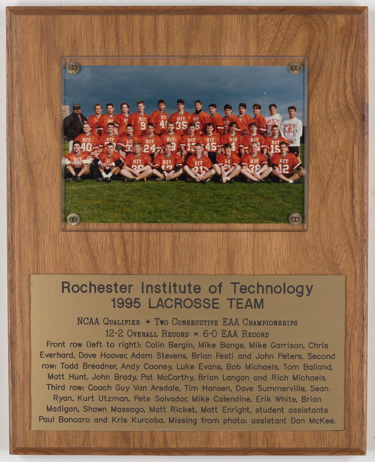 RIT 1995 Men's Lacrosse team plaque