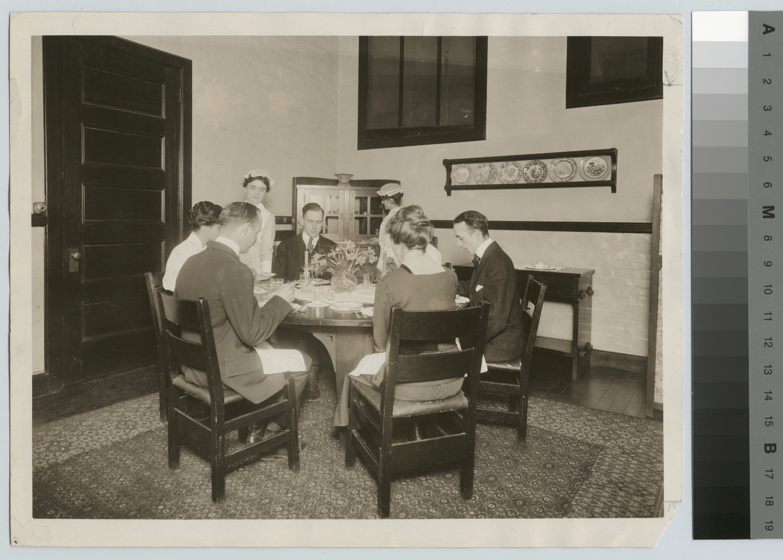 Students serving food, Practice House, Rochester Athenaeum and Mechanics Institute