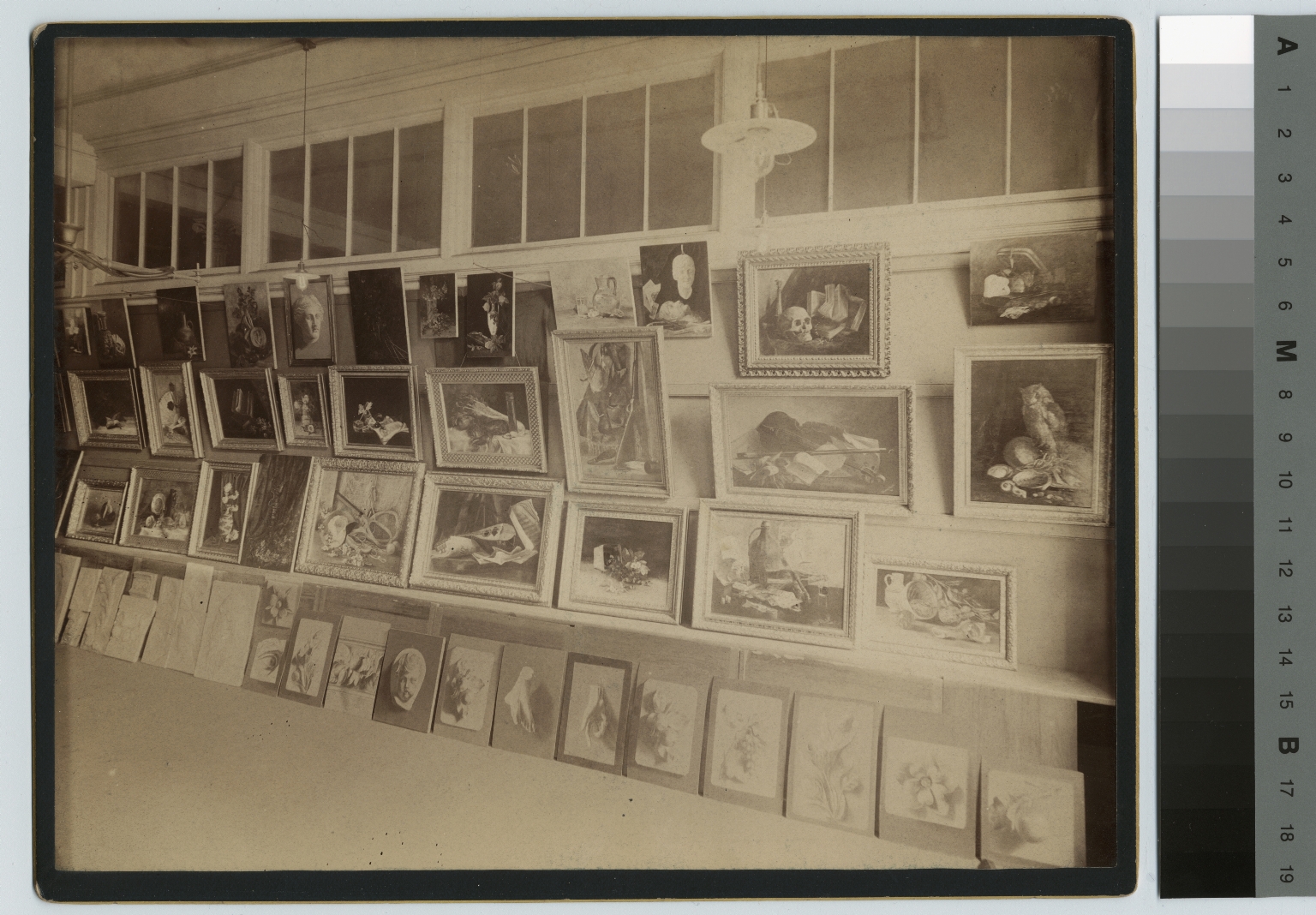 Academics, art and design, interior view of an exhibition of student painting, [1900-1910]