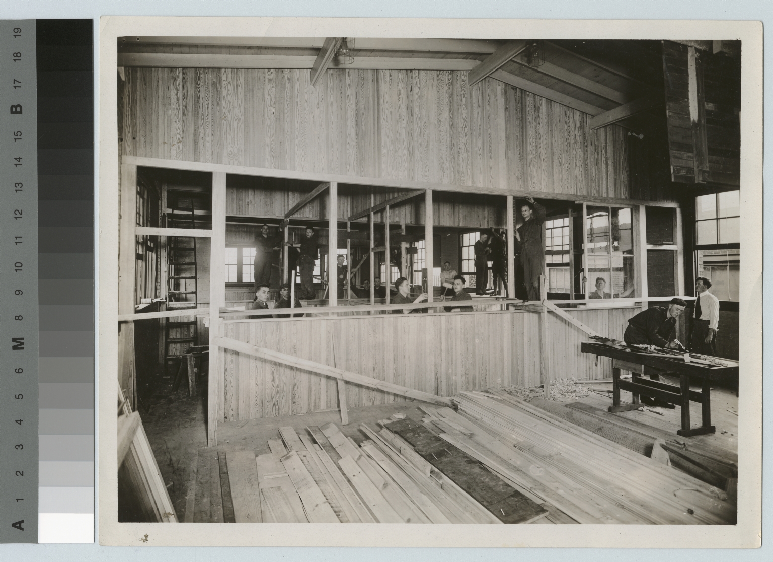 Carpentry students in woodworking shop, Department of Manual Training, Rochester Athenaeum and Mechanics Institute