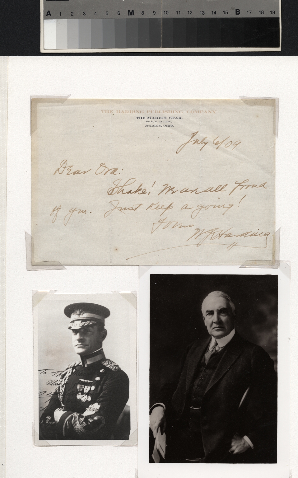Warren G Harding letter and photographs