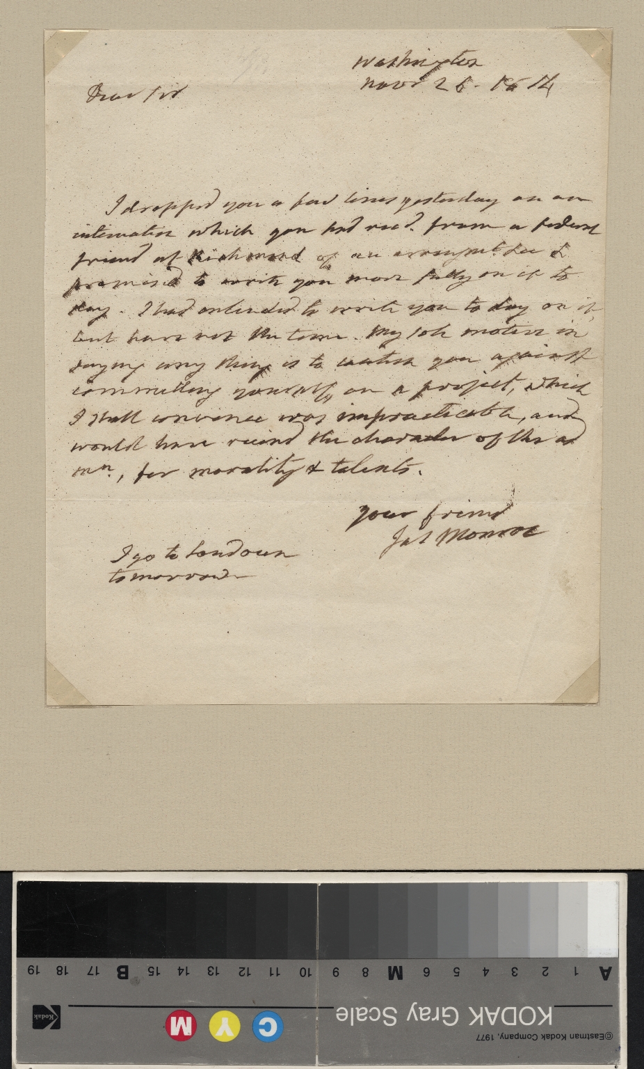 James Monroe letter