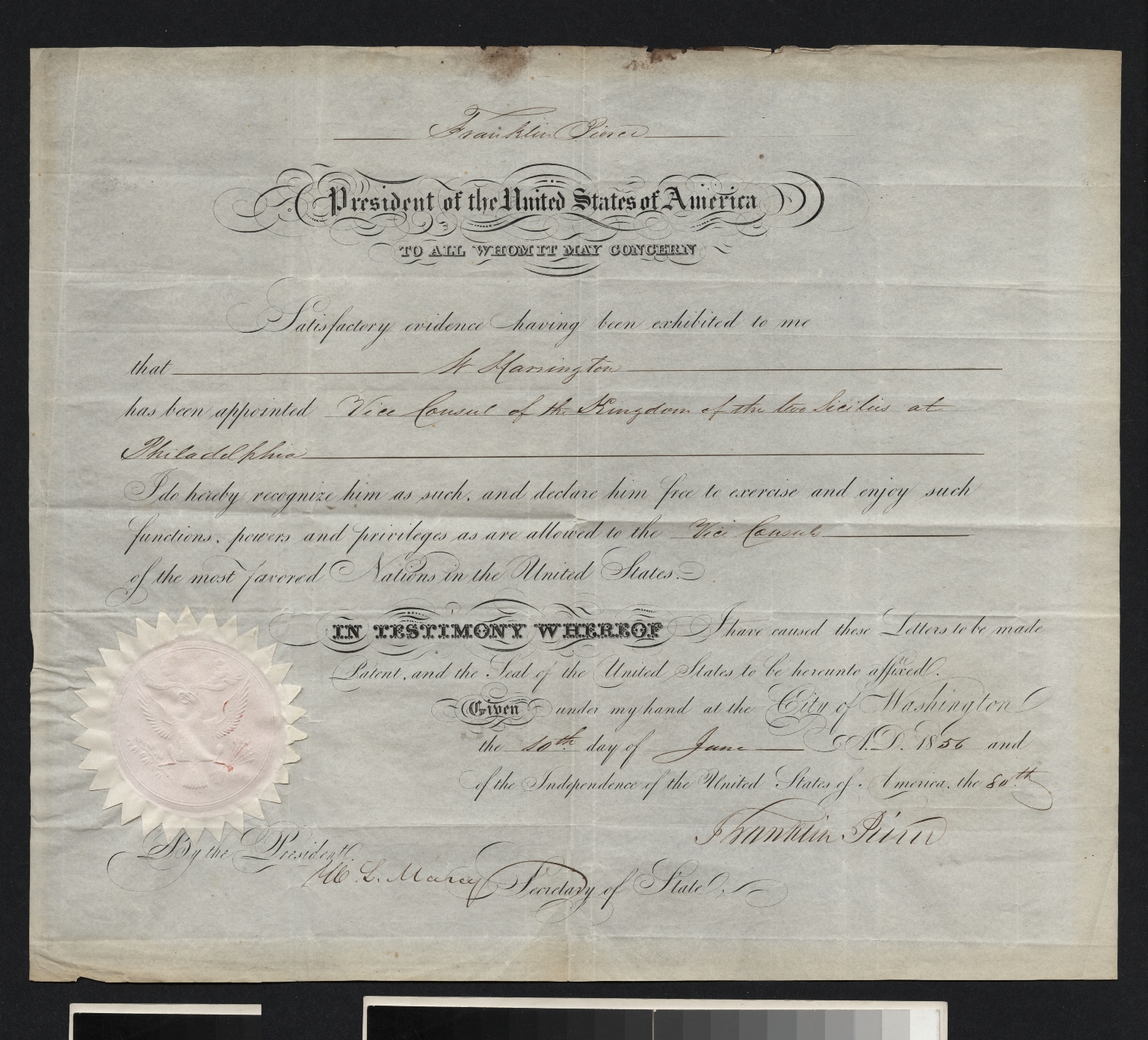 Franklin Pierce declaration