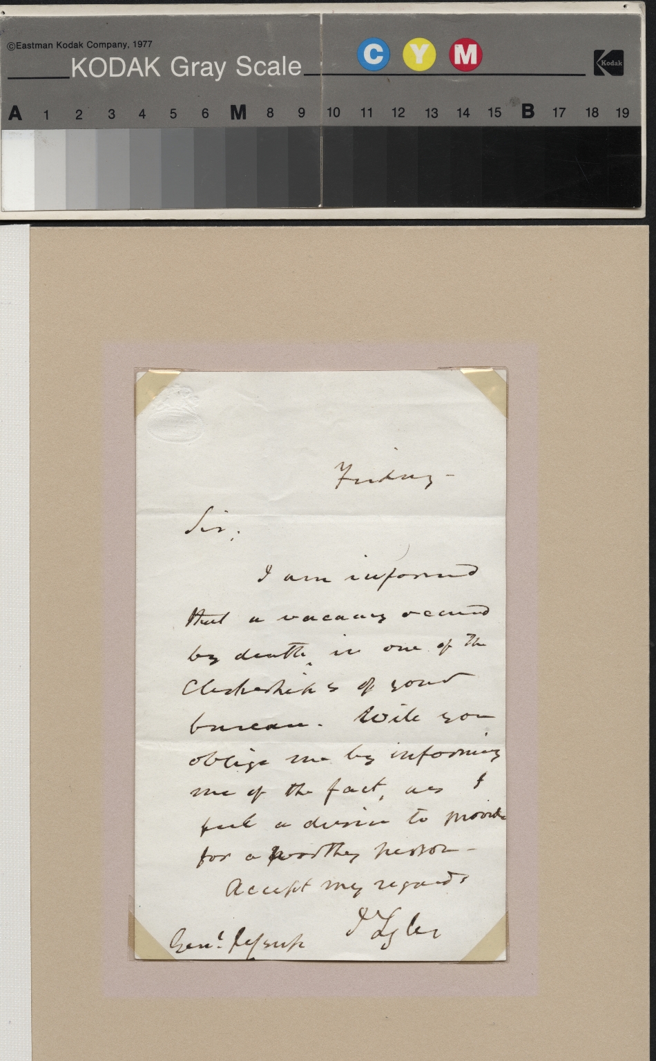 Letter from John Tyler