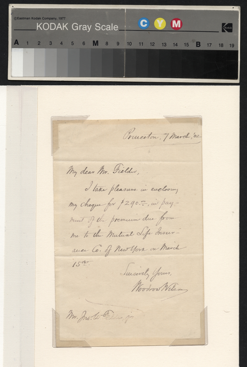 Wilson letter to Fielder