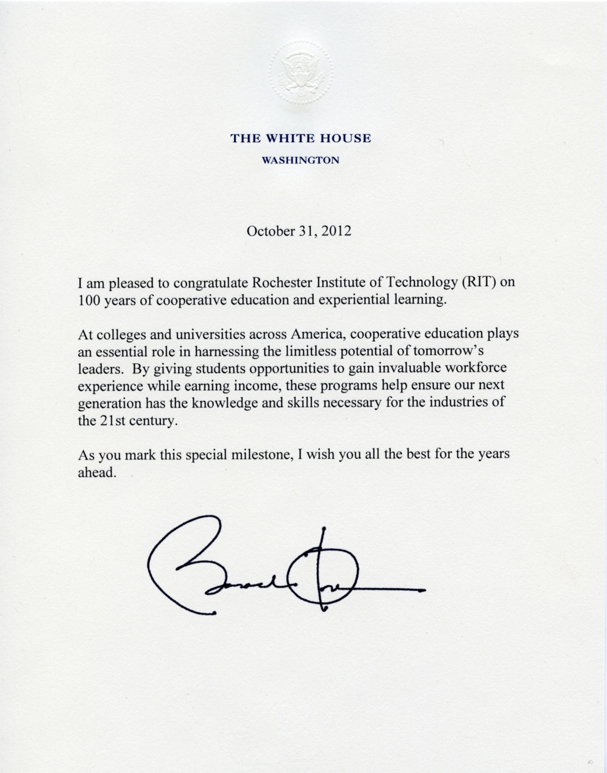 Barack Obama letter