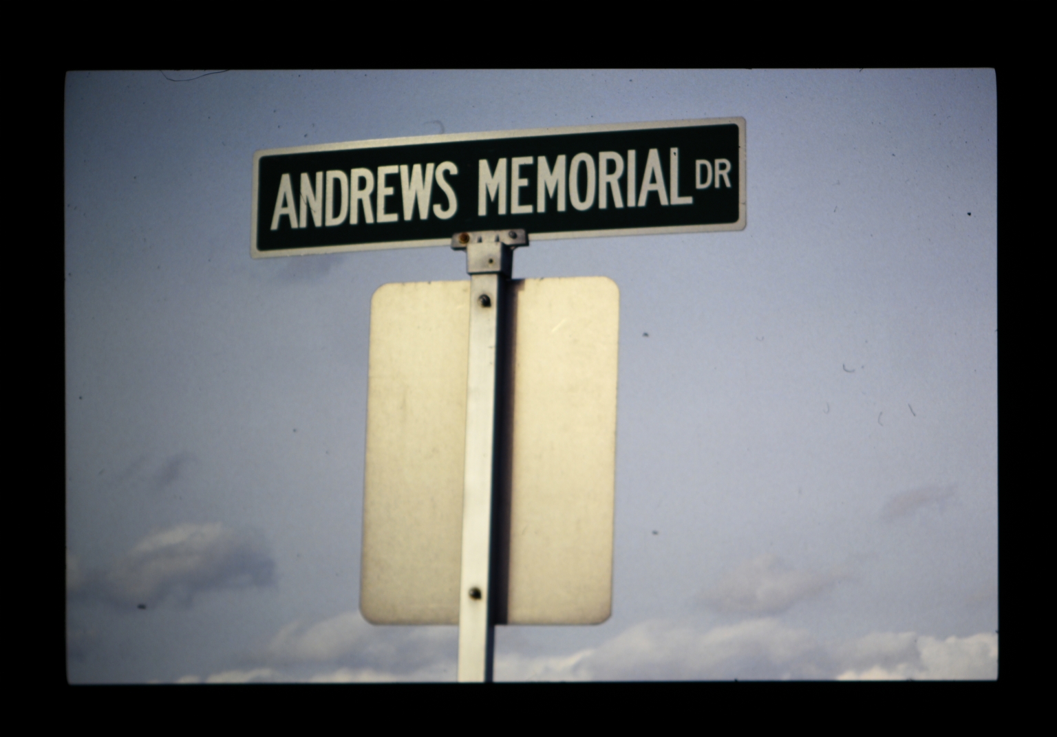 Andrews Memorial Drive road sign