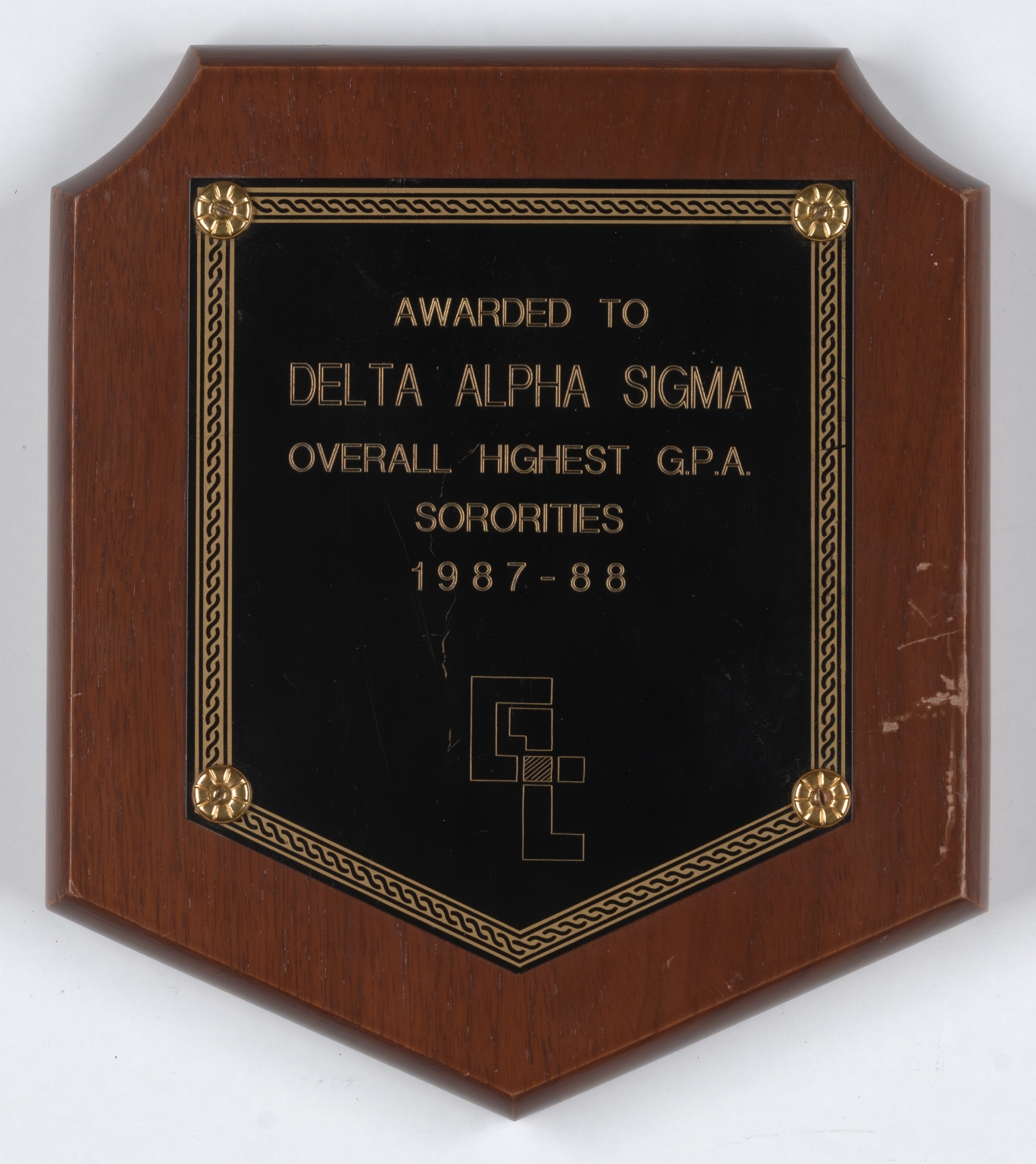 Overall Highest GPA Award plaque