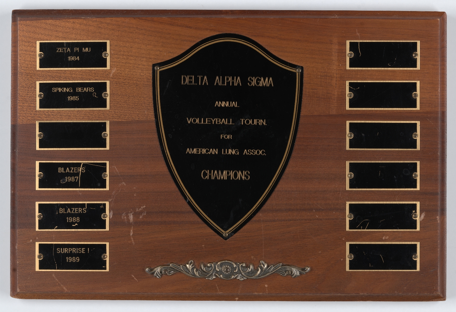 Delta Alpha Sigma Volleyball Tournament Champions plaque